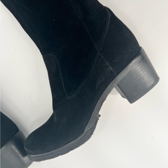 No brand black boots block heel size 8 thigh high - Picture 4 of 7